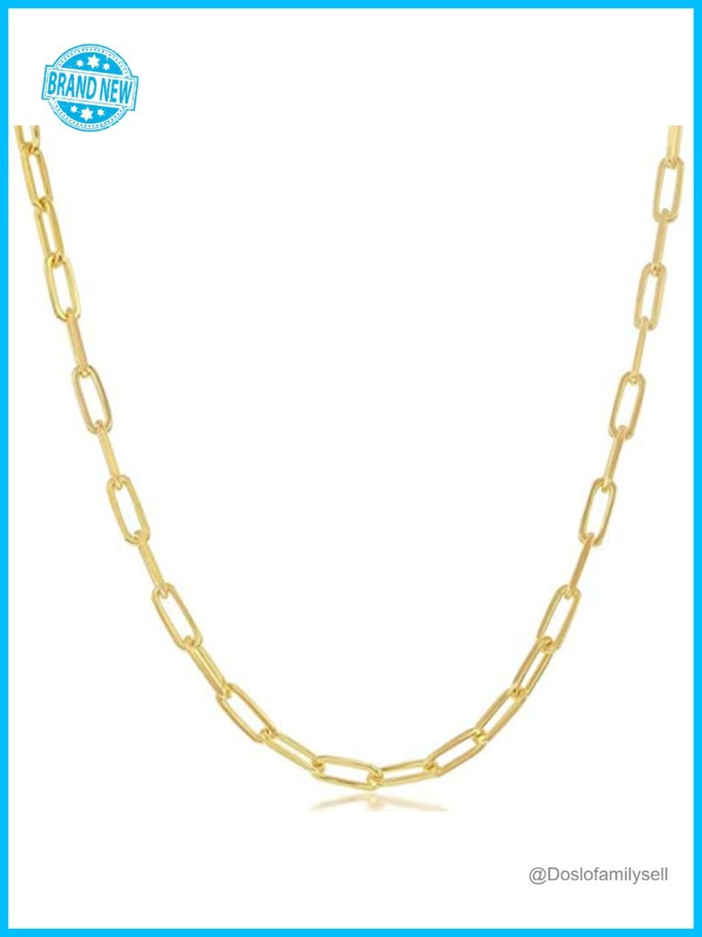 Sterling Silver or 14K Gold Plated Paperclip Chain Necklace Italian Link